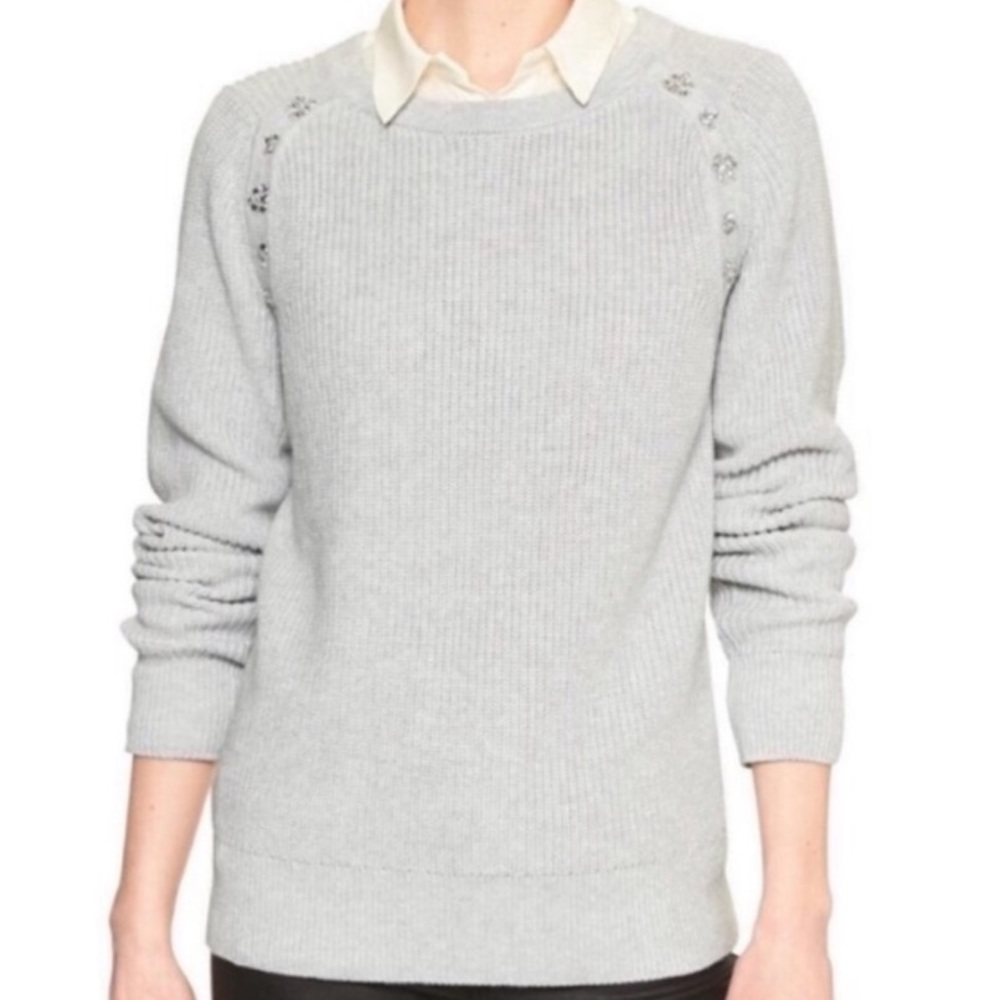 Banana Republic Jewel Detail Gray Sweater